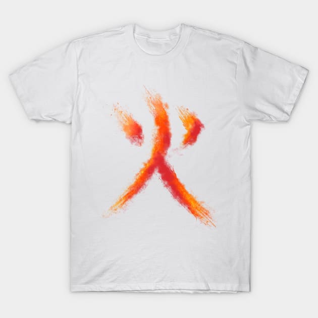 Fire Kanji T-Shirt by elangkarosingo